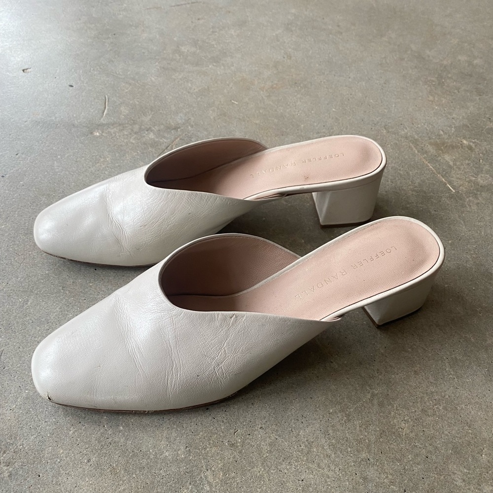 Loeffler Randall Lulu Mule in cream leather 6.5